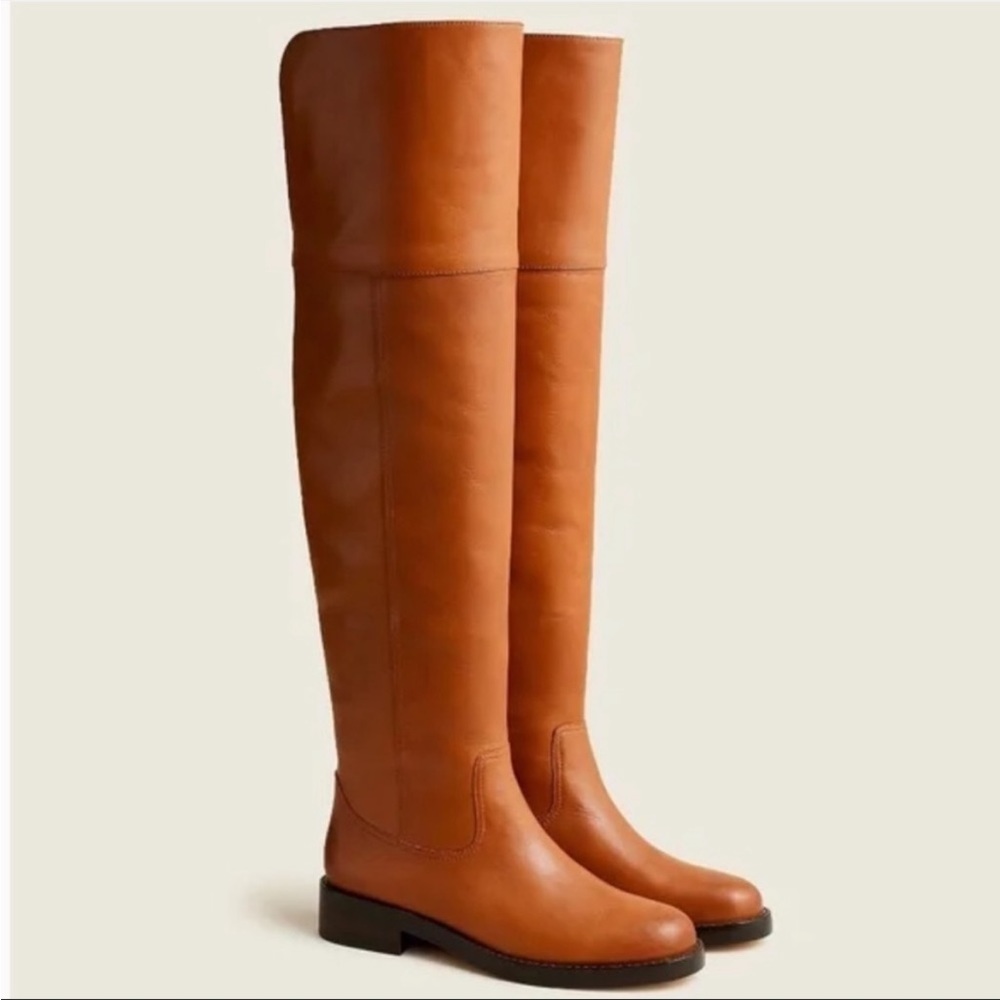 J. Crew Tan Leather Over-the-Knee Riding Boots